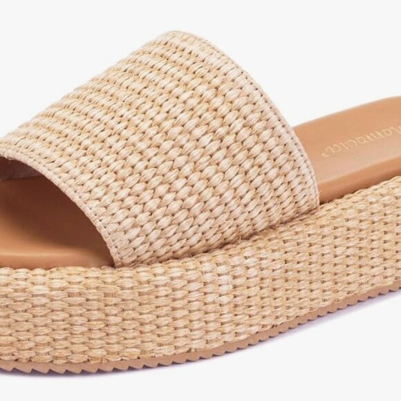Slip on Raffia Wedge Summer Sandals - Picture 2 of 2